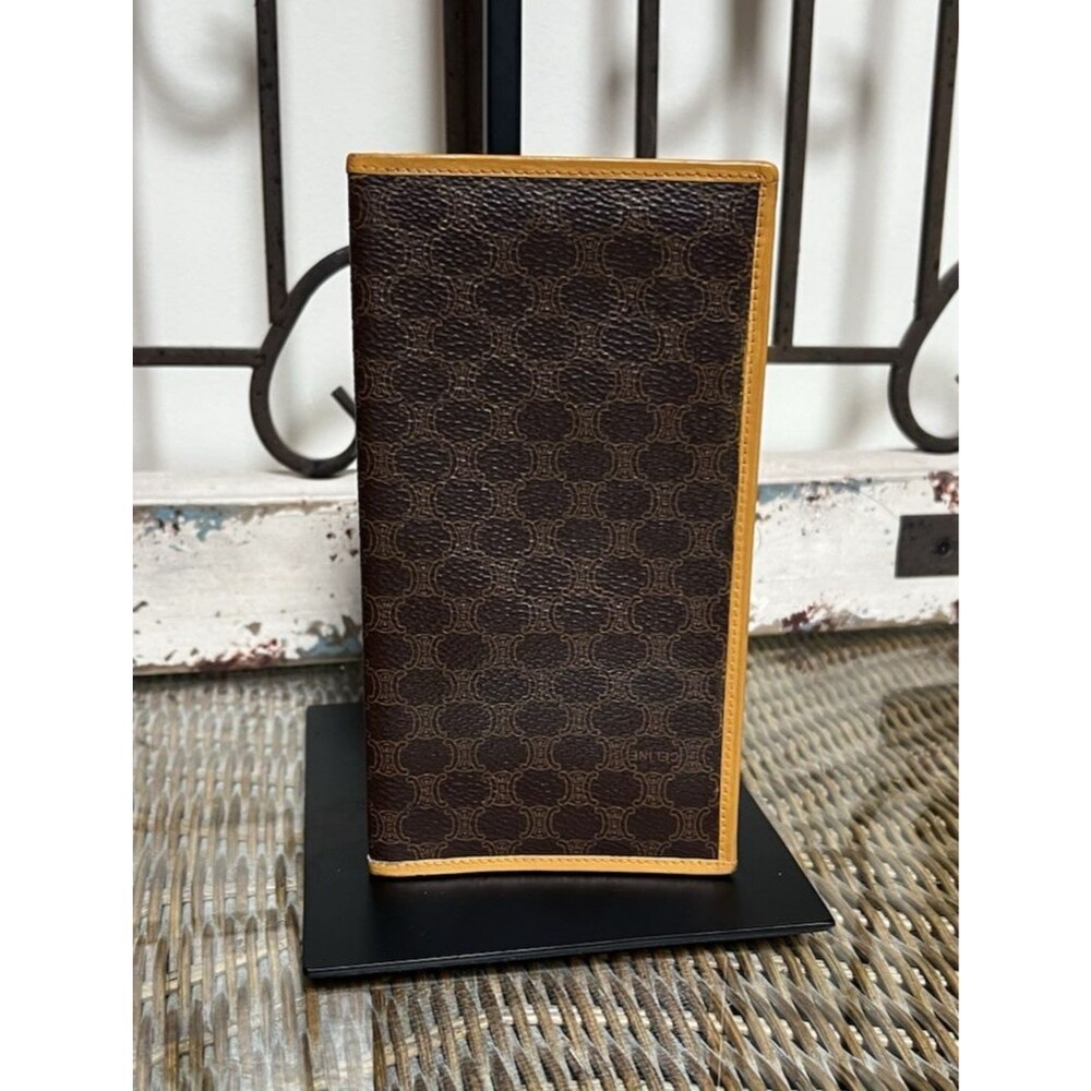 Authentic Vintage CELINE Macadam Canvas Leather Long Checkbook Wallet - Picture 2 of 9